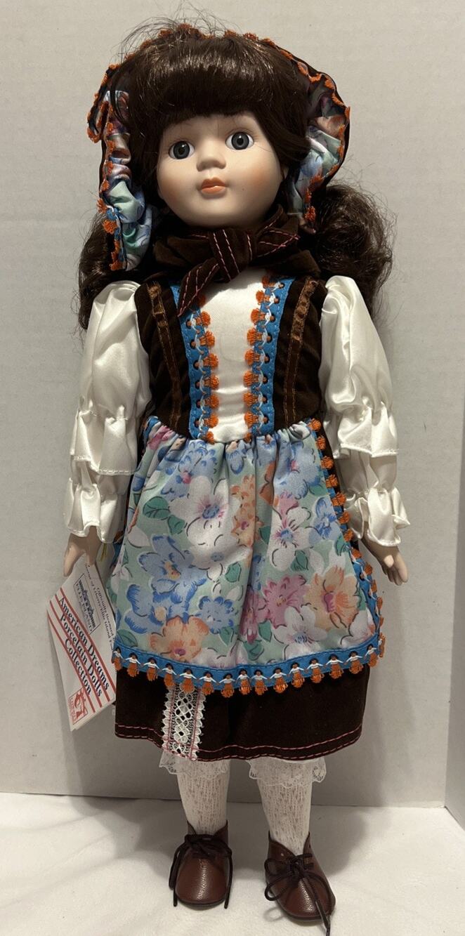 Vintage American Dreams Ellis Island 16" Porcelain Doll Natasia From Russia NIB